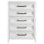 Commode haute Leva, bois d'acacia blanc vieilli, 5 tiroirs