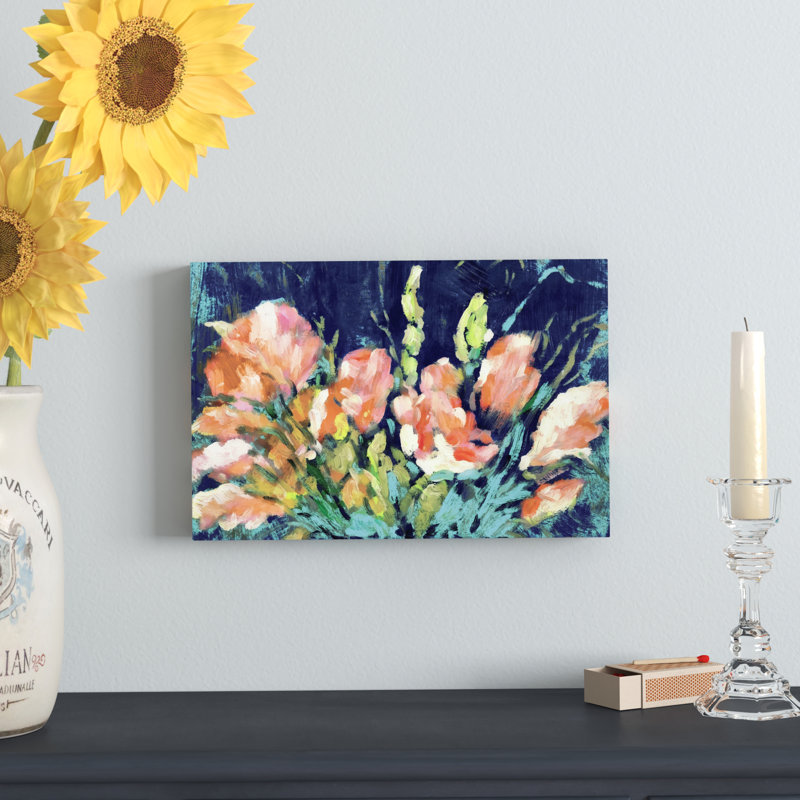 Fleurs orange - reproduction sur toile tendue, H 8 po x l 12 po