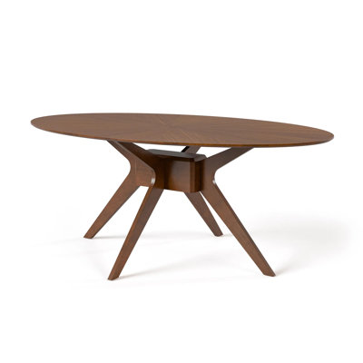 71.4" W Mid-Century Modern Oval Dining Table, Walnut