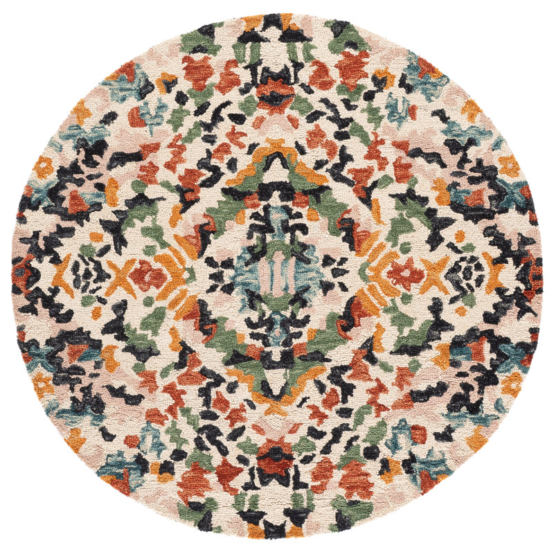 Hand Tufted Wool;Cotton Abstract Indoor Rug, Round 5'