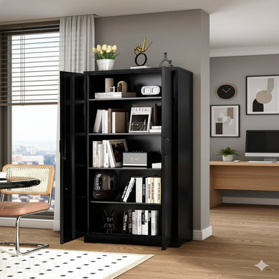 71" Metal Storage Cabinet With Locking Doors And 4 Adjustable Shelves Heavy-Duty Steel Cabinet For Garage Laundry Office Or Warehouse