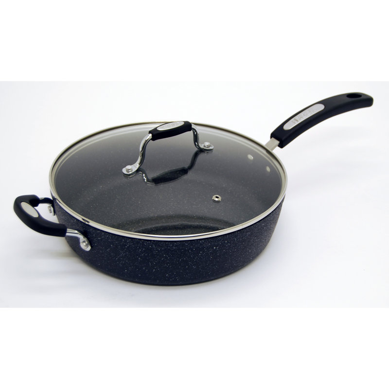 Starfrit 11" Black Aluminum Non-Stick Fry Pan with Lid