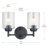 Winslow 2-Light 12.75-Inch Black Vanity Bath Light with Clear Seeded Glass Shades