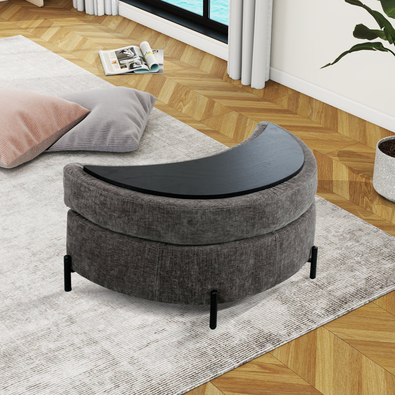 Achorn Upholstered Ottoman, Gray Chenille
