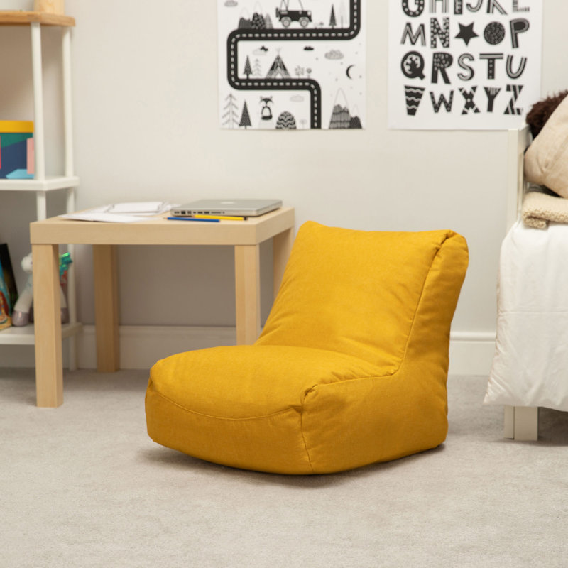 Icon Kids Outdoor Friendly Refillable Classic Bean Bag, 47cm H x 48cm W x 58cm D, Ochre Yellow