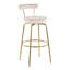Tabouret de bar à hauteur fixe avec pivot en métal doré et velours crème - ensemble de 2