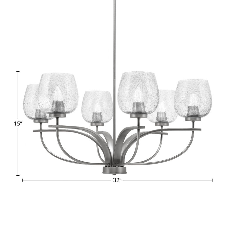 Lustre 6 lumières verticales Unia présenté en finition graphite avec verre fumé de 6 po