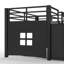 Lit simple mezzanine bas avec espaces de rangement multiples-748502527-748502526