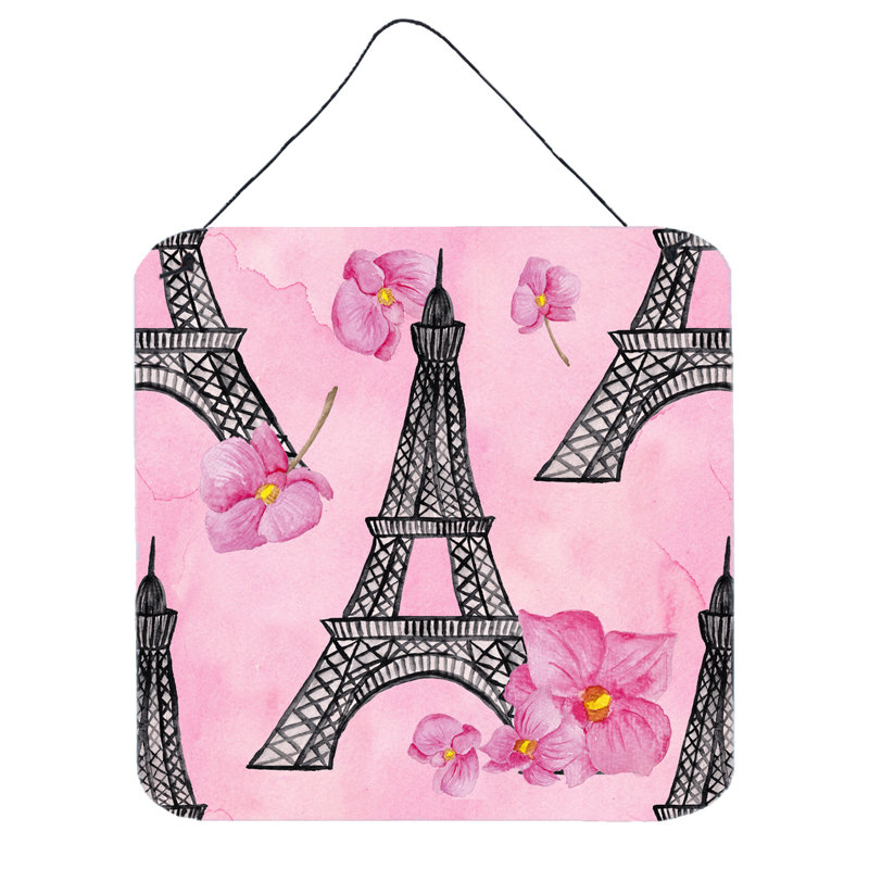 Décoration murale tour et fleurs aquarelle et eiffel