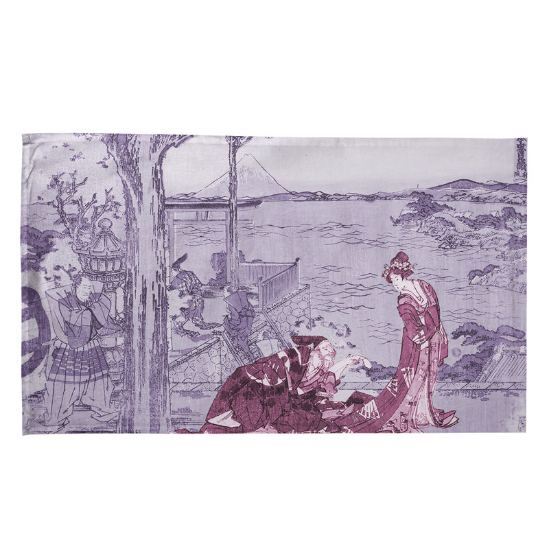 Serviette de thé japonaise courtesan, Sergé de coton, Gris clair