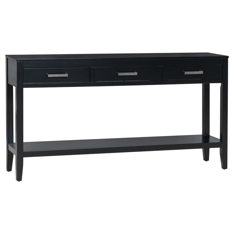U_STYLE Console contemporaine à 3 tiroirs avec 1 tablette, Noir