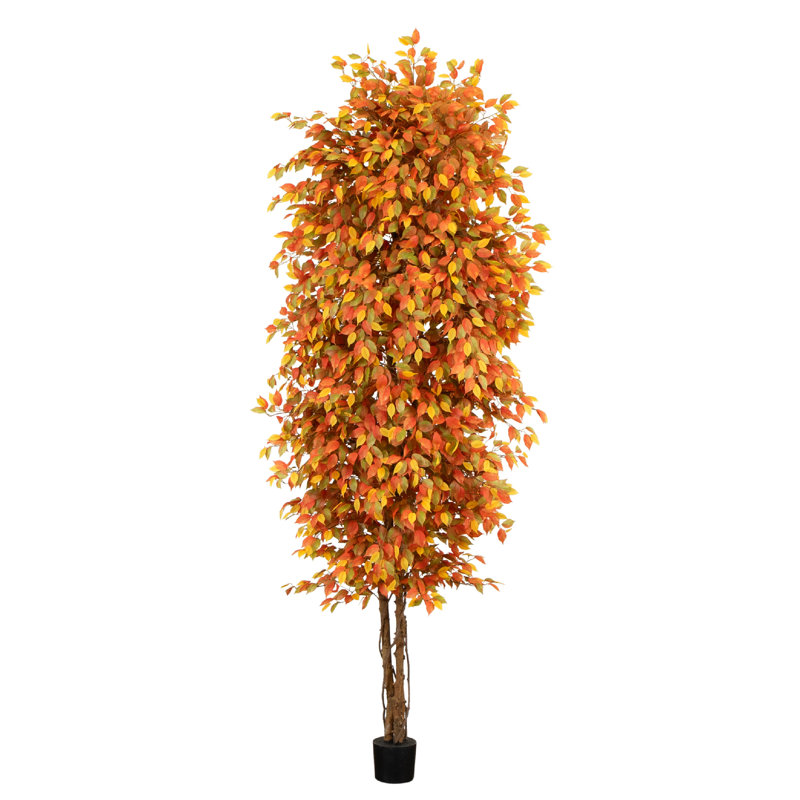 Arbre d'automne artificiel Autumn Ficus, Orange, H 120 po x l 48 po x P 48 po