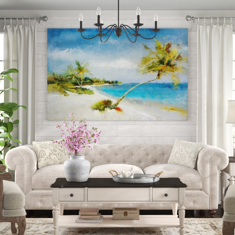 «Paradise» par Dennis Carney - peinture sur toile tendue, H 47 po x l 72 po x P 1,5 po, Image au pinceau gel