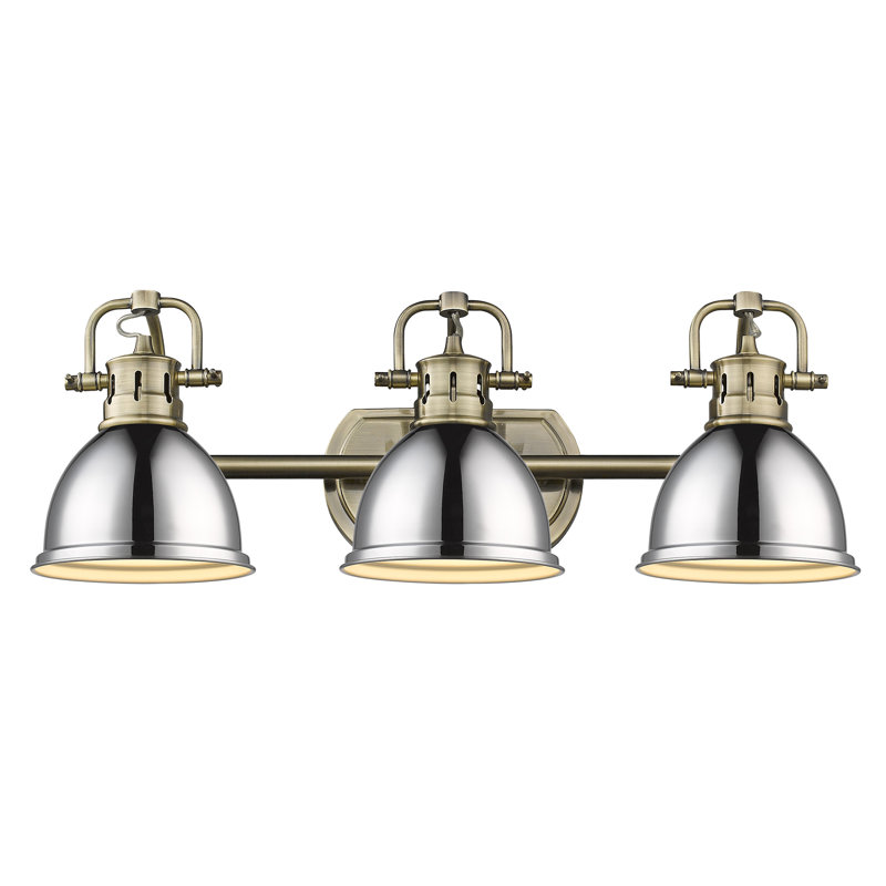 Meuble-lavabo 3 lumières Tuan, Laiton vieilli, Chrome chrome