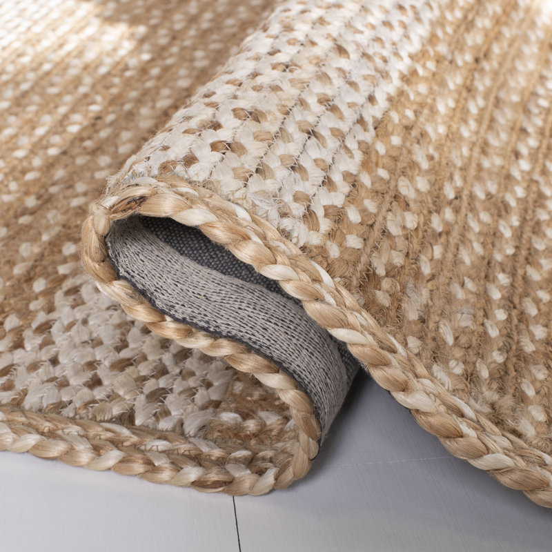 Chesnut Natural Fiber Flat Weave Jute And Cotton With Latex Striped Rug, Runner 2'3" x 9'