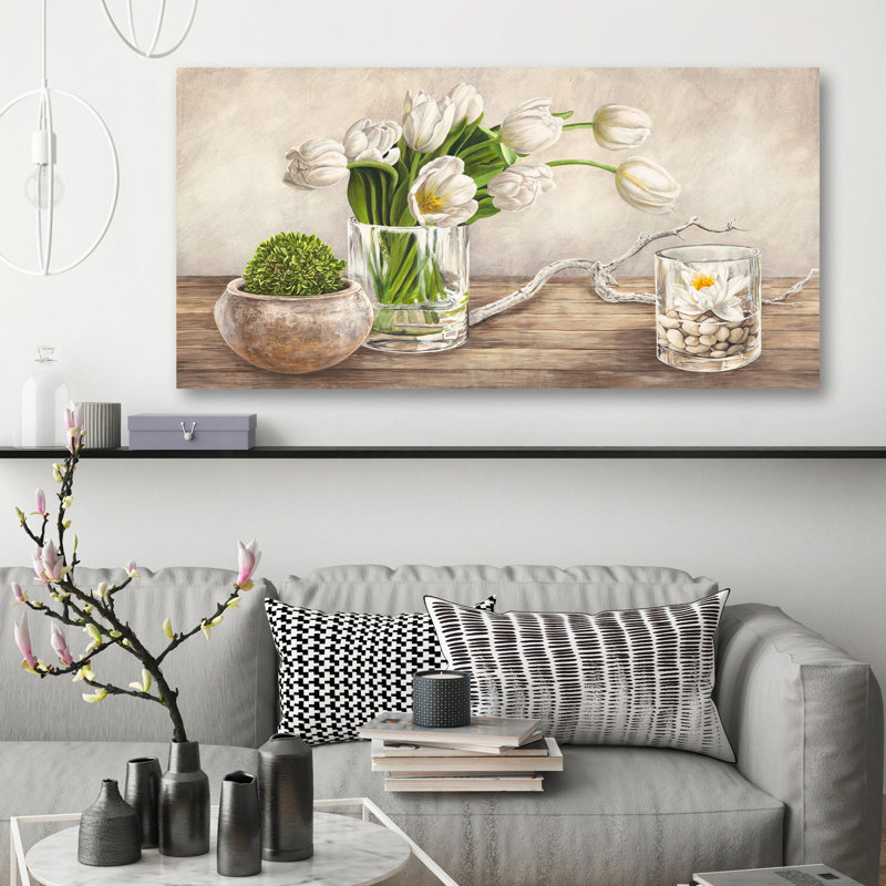 Arrangement With Tulips by Remy Dellal - Wrapped Canvas Print, 50cm H x 100cm W x 4cm D