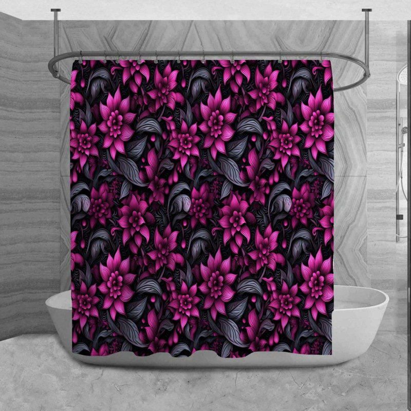 Rideau de douche à motif floral MOVita, H 73 po x l 70 po