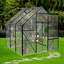 Serre en polycarbonate noir de 6 pi x 6 pi - Toit réglable pour embellissement du jardin toutes saisons, porte coulissante, structure rouille noire, base galvanisée