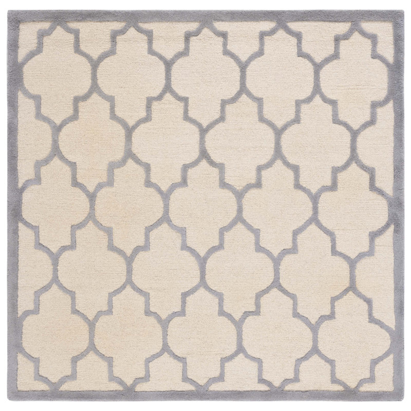 Cannen Hand Tufted Wool Geometric Rug, Square 6'