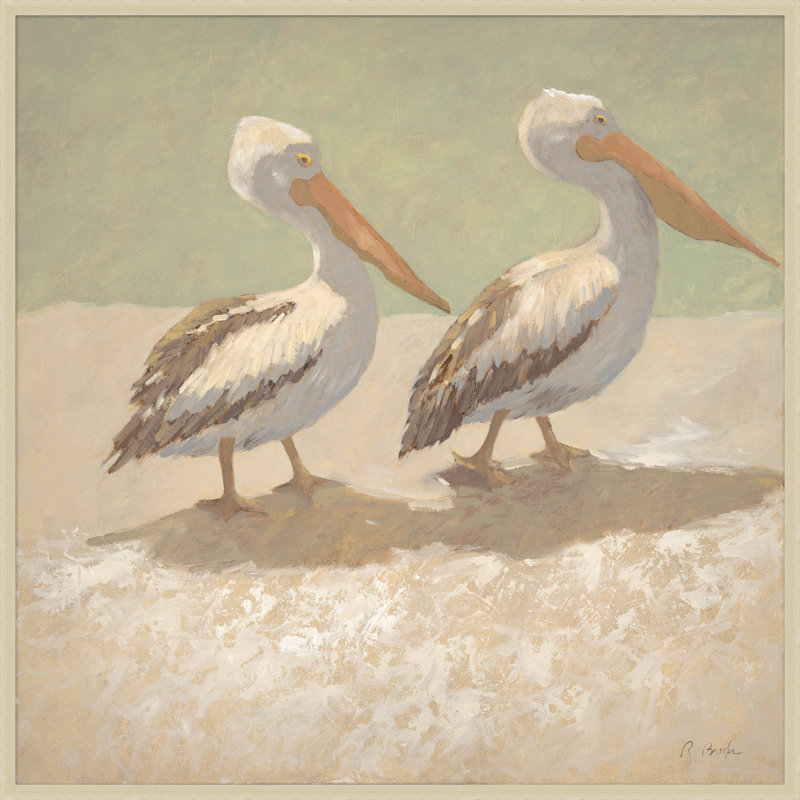 Deux pélicans - Peinture sur toile encadrée