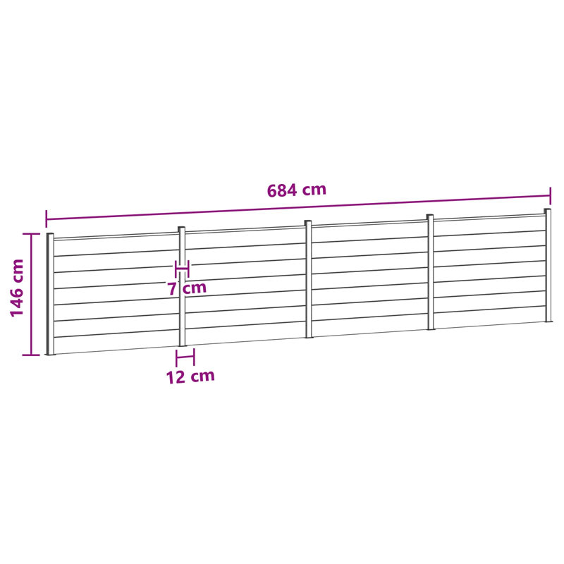 Fencing Kits Fencing with 4 Panel(s) Included, 146cm H x 684cm W, Black