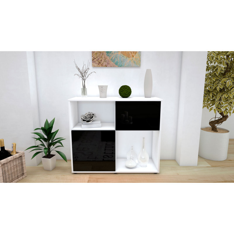Ramsell 92cm Sideboard, White/High-gloss black