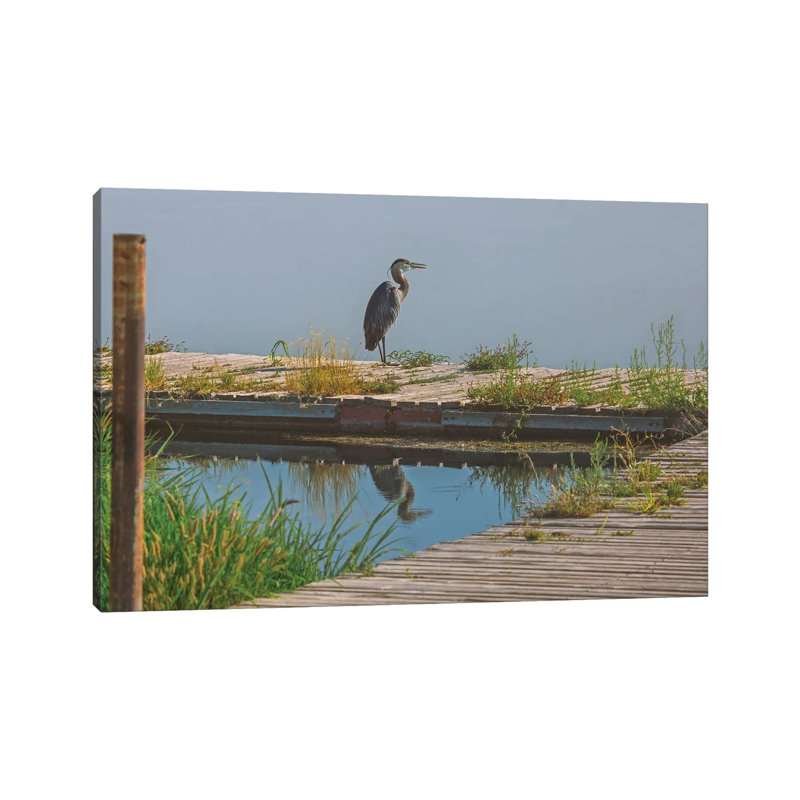 Blue Heron On The Dock by Louis Ruth - Wrapped Canvas Gallery-Wrapped Canvas Giclée, 66.04 cm H x 45.72 cm W x 1.91 cm D