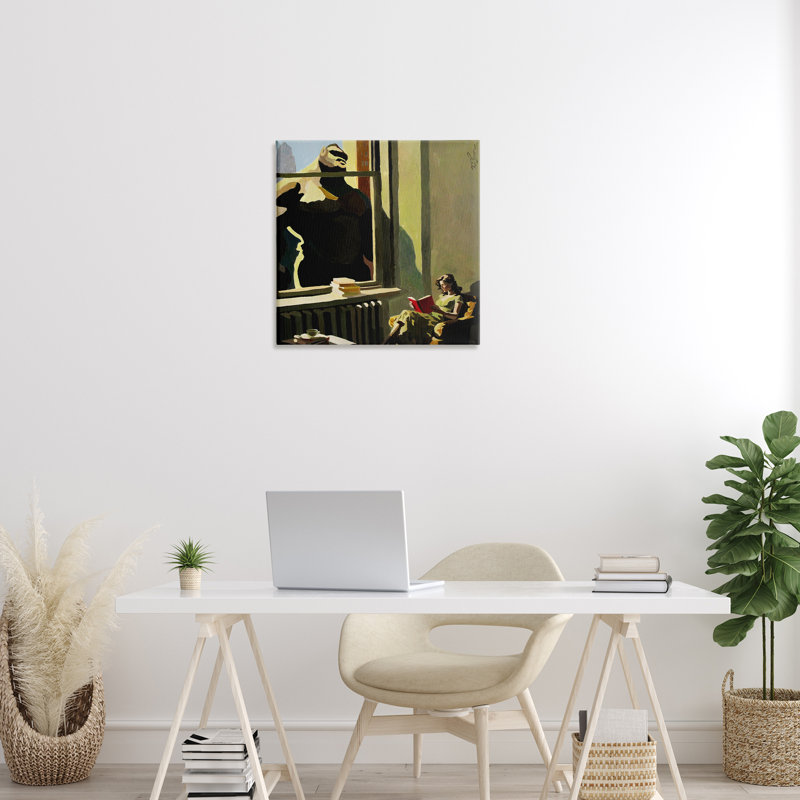 Gorille dans une toile de scène de fenêtre, design par Keith Thomson, H 24 po x l 24 po