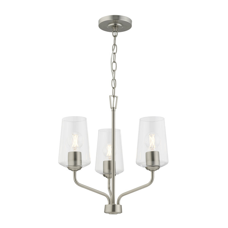 Lustre à trois lumières Celino avec verre transparent, H 18 po x l 18 po x P 18 po, Nickel brossé, Trois lumières