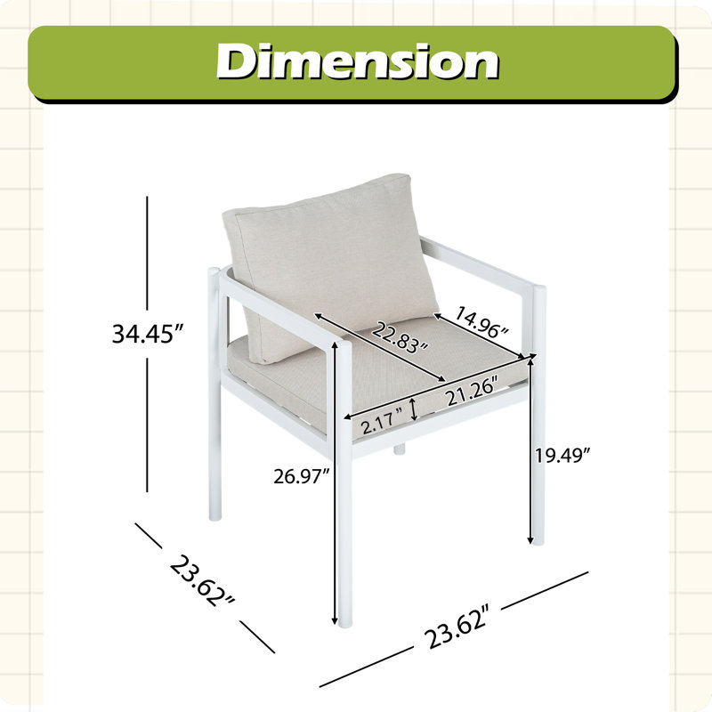 Ensemble de 2 chaises d'extérieur, Coussin beige / structure blanche