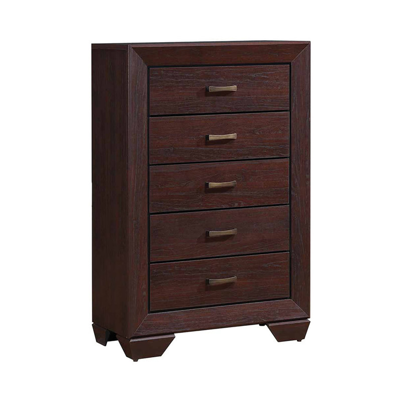 Commode 5 tiroirs Orval, Brun foncé