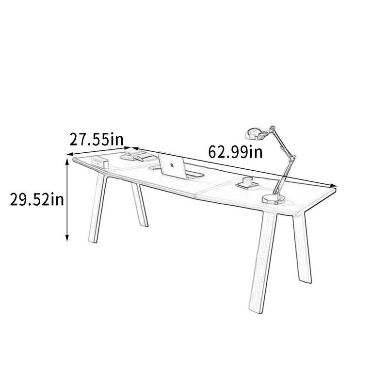 Bureau lisse et résistant à l'eau avec bureau spacieux, H 29,52 po x l 62,99 po x P 27,55 po