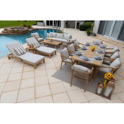 Darnecia 16 Piece Solid Acacia Wood Complete Patio Set with Cushions