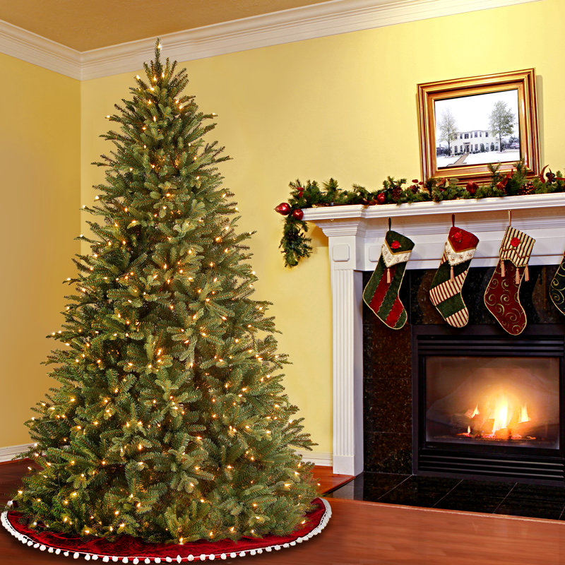Tiffany Fir 7.5' Green Artificial Christmas Tree with 750 Pre-Lit Clear Lights with Stand, 7.5'