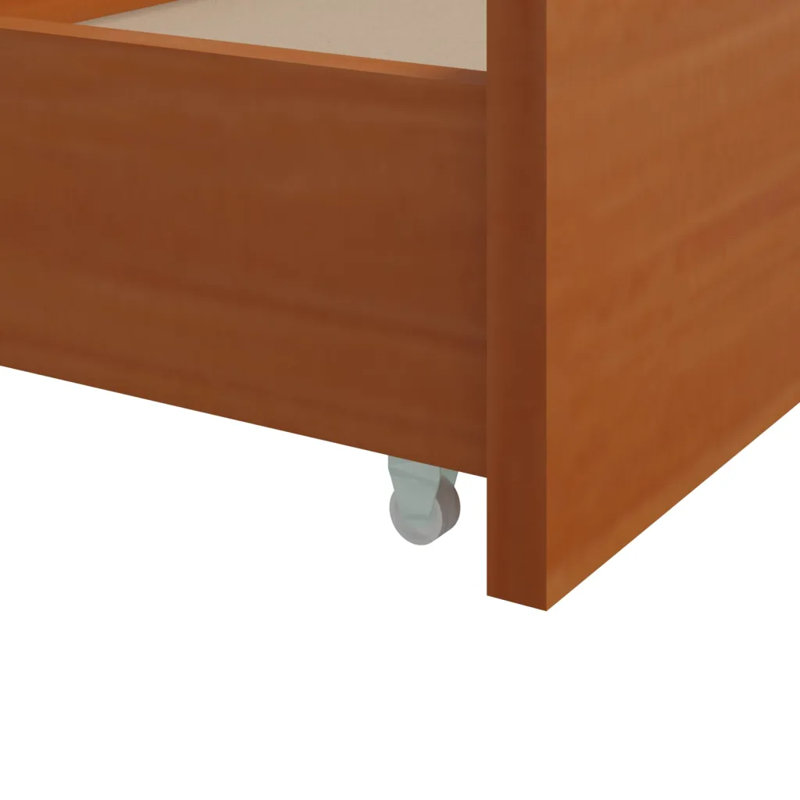 Addonis EU Single - 90 X 200 Cm Solid Wood Storage Bed, Honey Brown