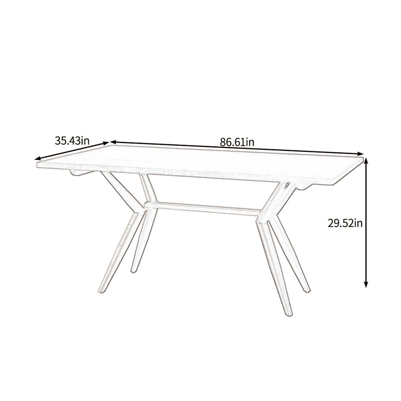 Solid and beautiful solid wood dining table, 29.52"H x 86.61"L x 35.43"W