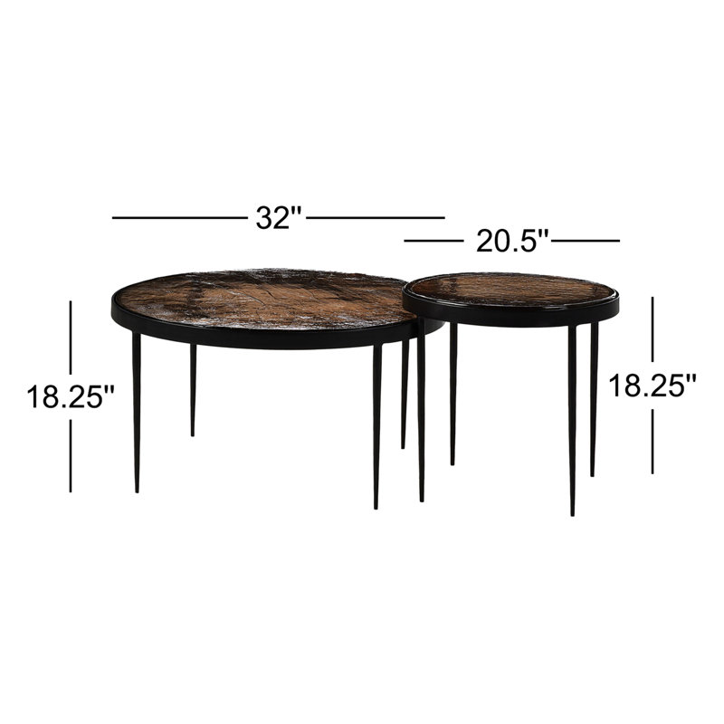 Yoko Nesting Coffee Table, Smoked Brown Cast Glass