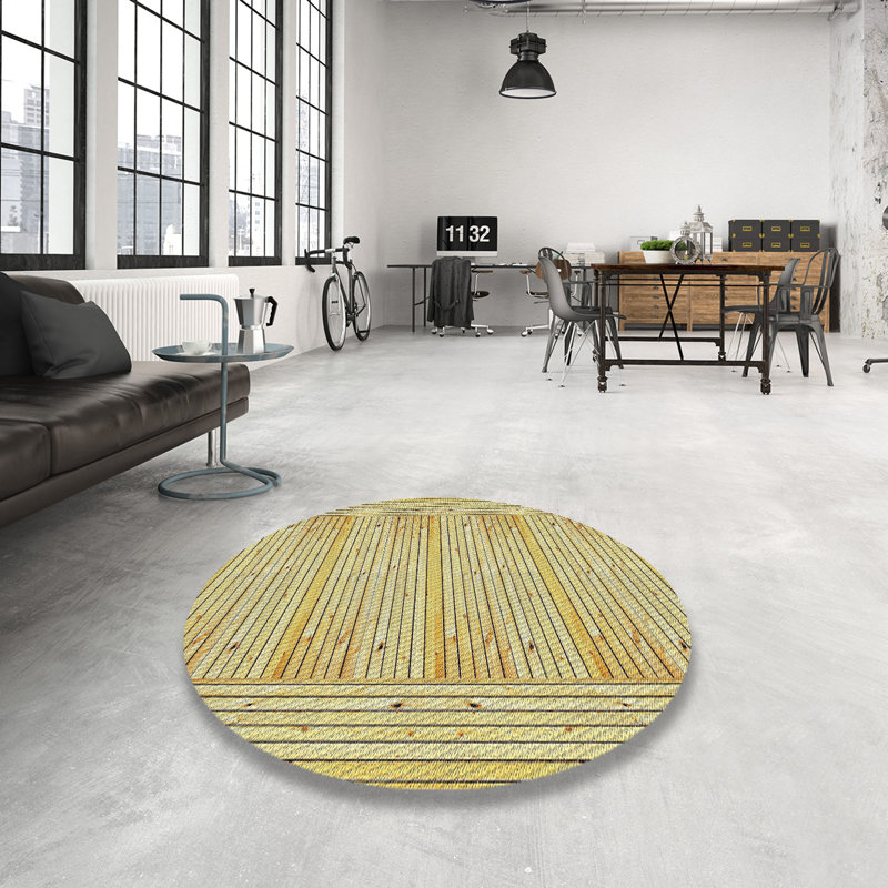 Tapis de zone brune à motifs, Rond 3 pi