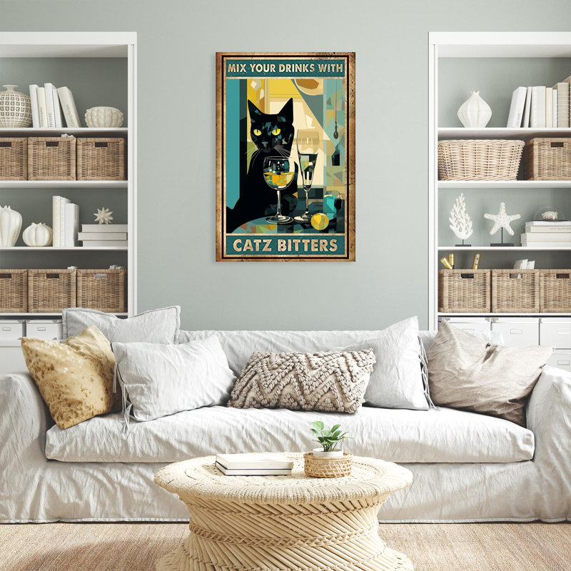«Mix Your Drinks With Catz Bitter On», impression sur toile, H 36 po x l 24 po x P 1,25 po