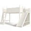 Lit mezzanine simple en bois massif avec rangement, garde-robe, glissade et échelle détachables, beige-1344148542-1344148531