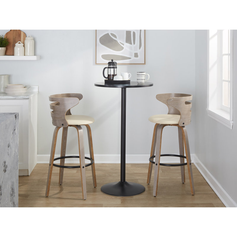 Cosini Cream Swivel Wood and Metal Barstool