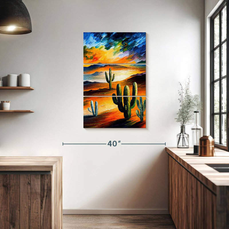 Cactus du désert I, H 38 po x l 24 po