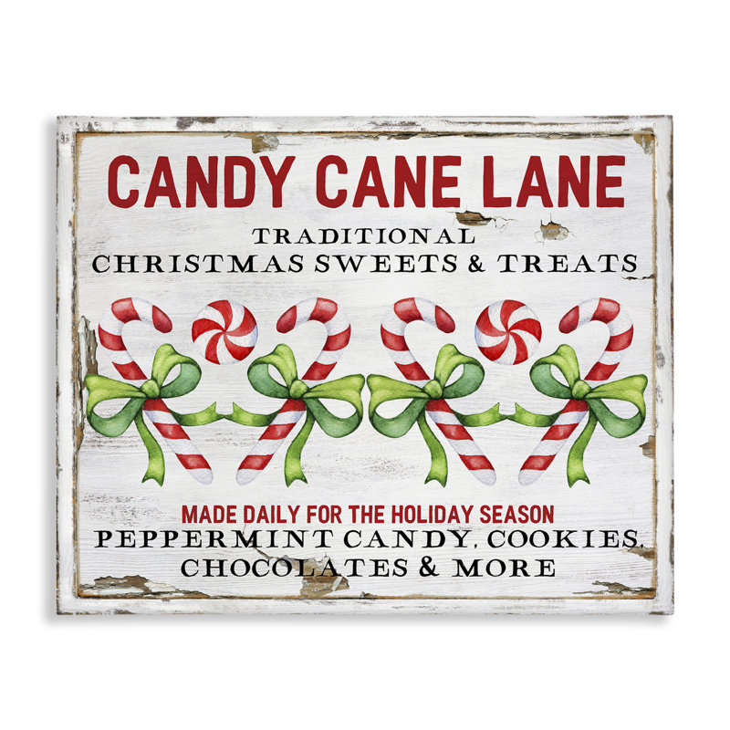 «Candy Cane Lane», art mural sur toile par Creatif Belle, H 36 po x l 48 po