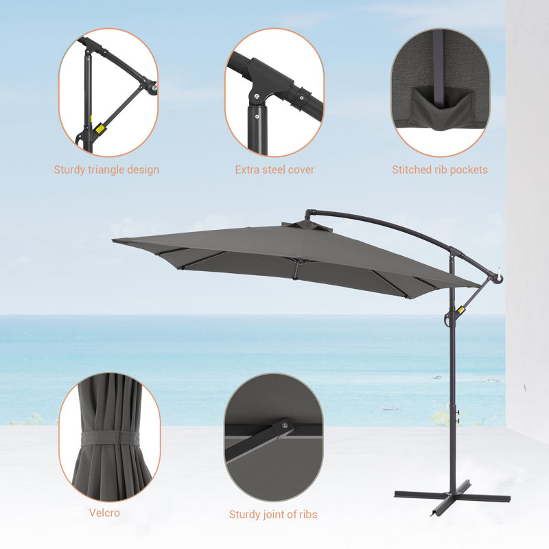 Scarlott 98.3" x 98.3" Square Umbrella, Gris