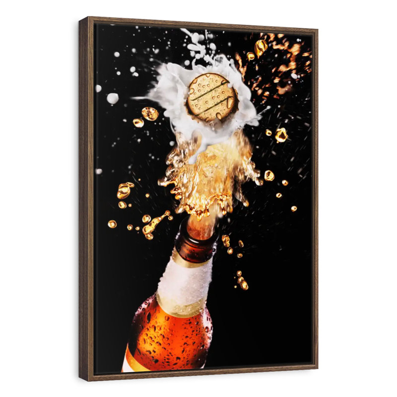 Beer Bottle Cap Pop, Floating Frame Walnut, 13" x 19"
