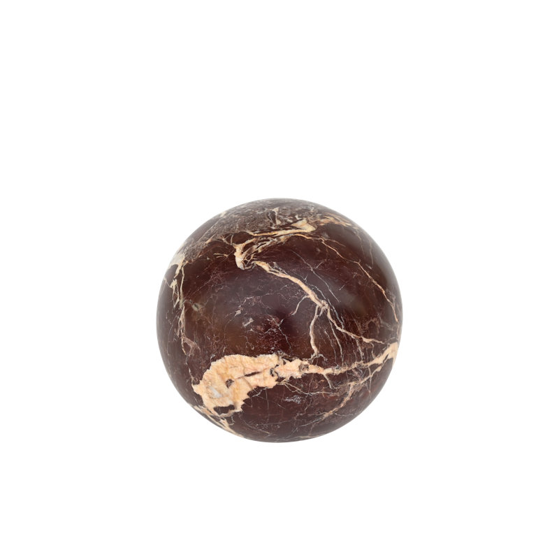 Odessa Sphere Tabletop Accent Red Levanto Marble, Red
