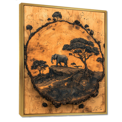 Éléphant d'Innsbrook sous le baobab, glissade sur bois II - impressions sur toile d'éléphants