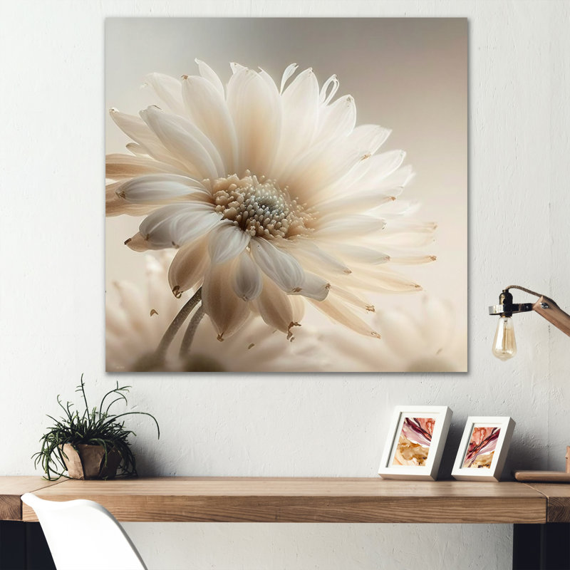 Art sur toile Gerbera blanc III - Gerbera, H 16 po x l 16 po, Toile tendue