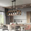Luminaire suspendu à 5 lampes pour plusieurs pièces - Finition rouille, hauteur du bras réglable, noyer et noir, style rétro, matériau rouille, lampe