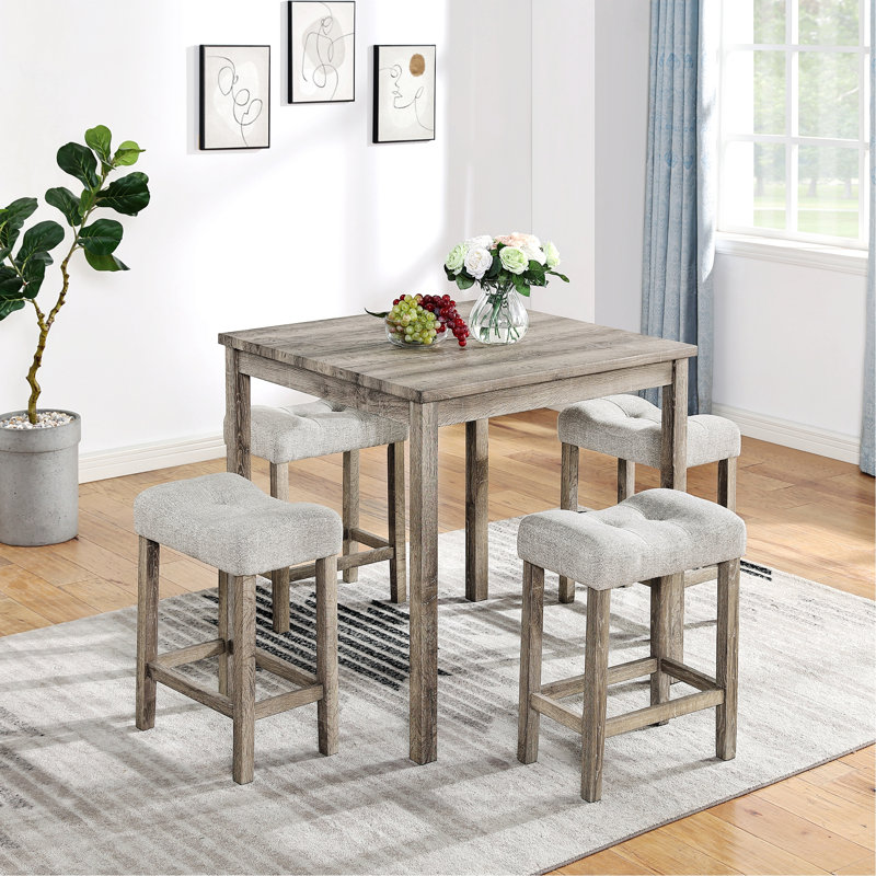 Ensemble de table de bar et de salle à manger de style industriel 5 pièces avec chaises, convient au salon, 4 chaises avec 1 table pour la salle à manger